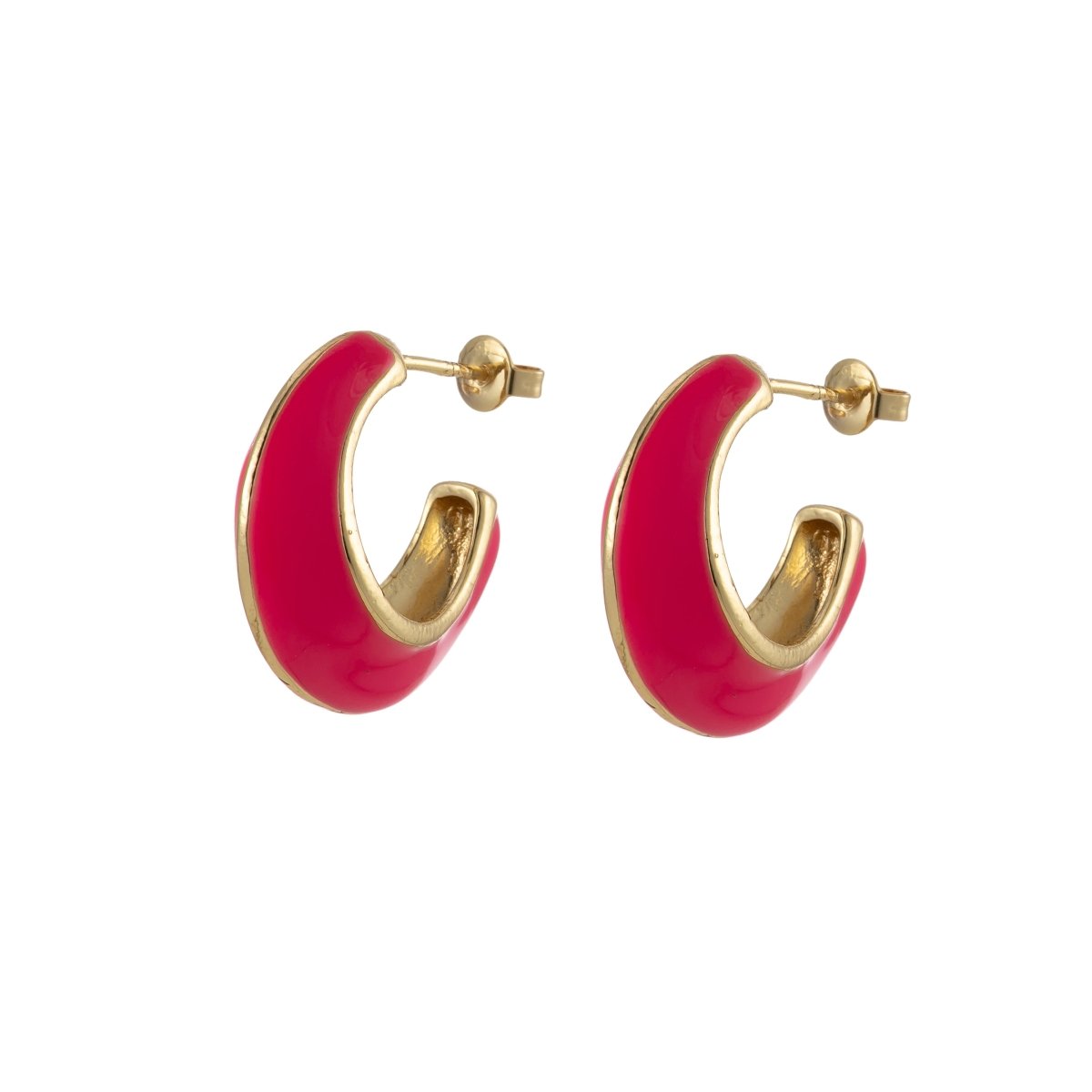 Bold Enamel Hoops Earring Colorful Dome Earring for Everday Wear P-211-P-219