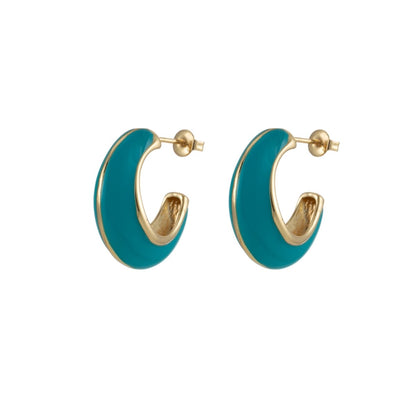 Bold Enamel Hoops Earring Colorful Dome Earring for Everday Wear P-211-P-219