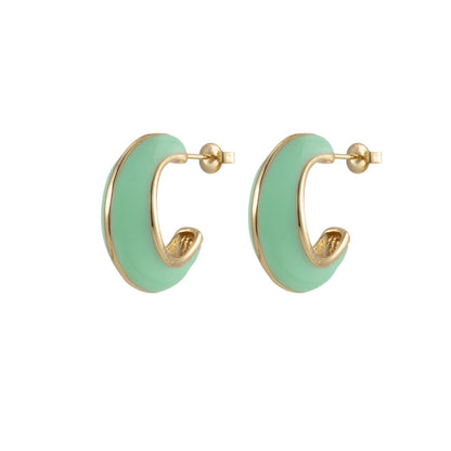 Bold Enamel Hoops Earring Colorful Dome Earring for Everday Wear P-211-P-219