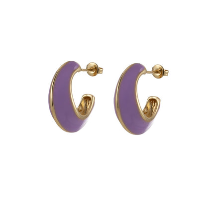 Bold Enamel Hoops Earring Colorful Dome Earring for Everday Wear P-211-P-219