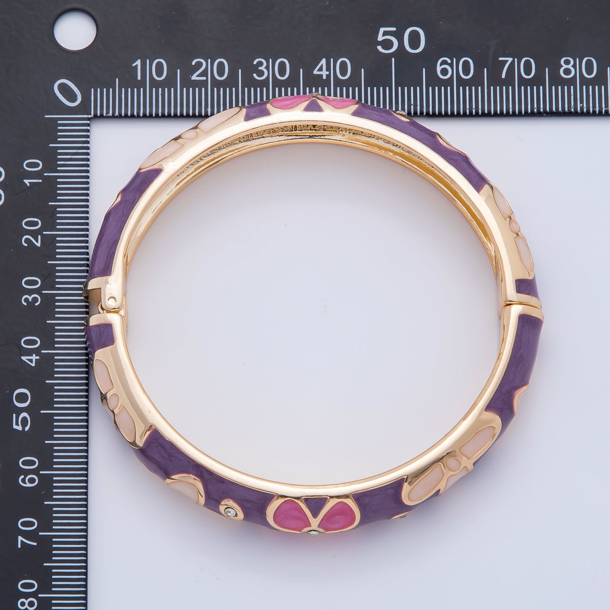 18K Gold Filled Summer Multicolor Enamel Flower Bangle Bracelet | WA-03371 ~ WA-03378