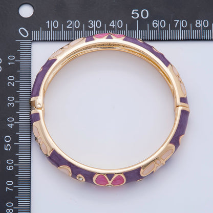 18K Gold Filled Summer Multicolor Enamel Flower Bangle Bracelet | WA-03371 ~ WA-03378