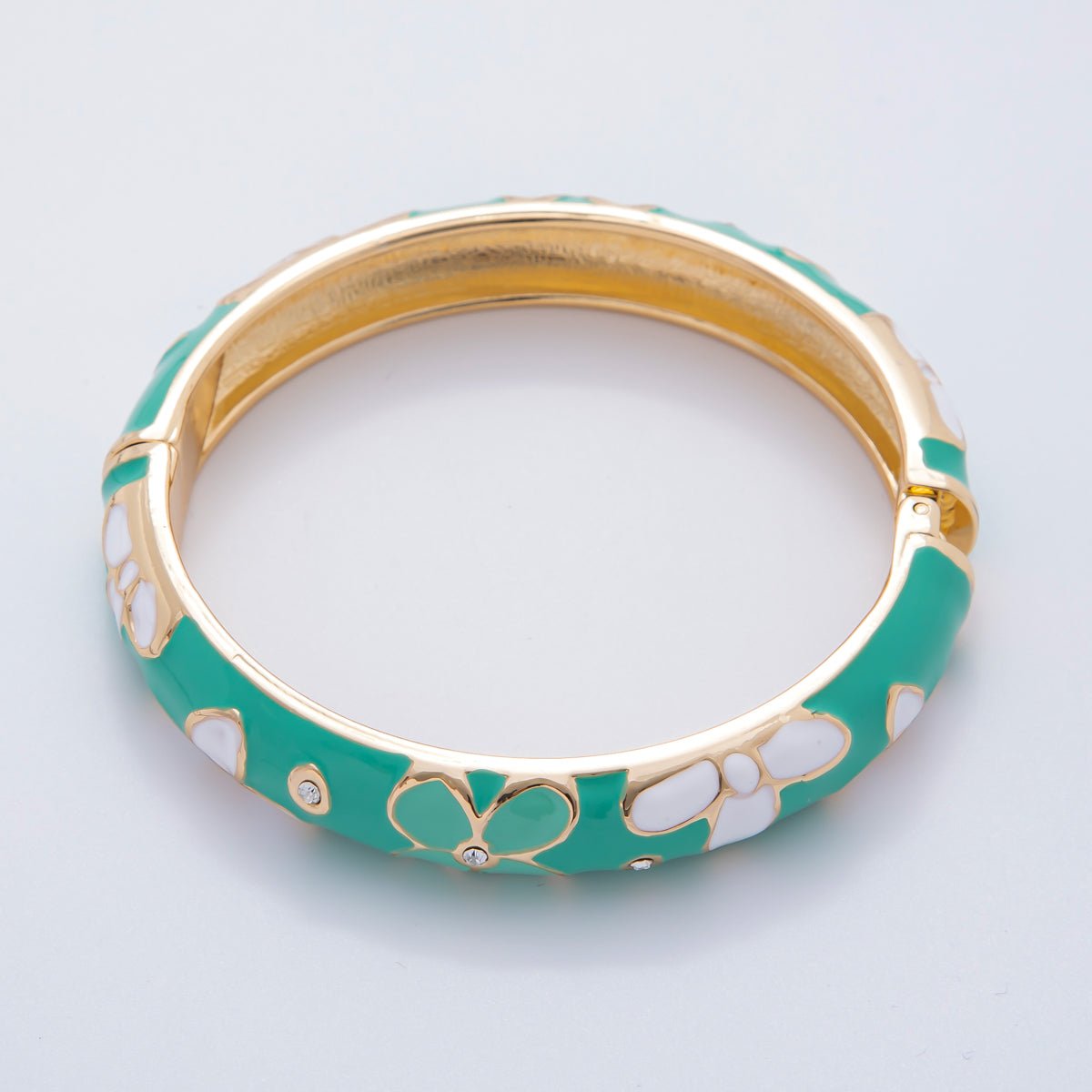 18K Gold Filled Summer Multicolor Enamel Flower Bangle Bracelet | WA-03371 ~ WA-03378