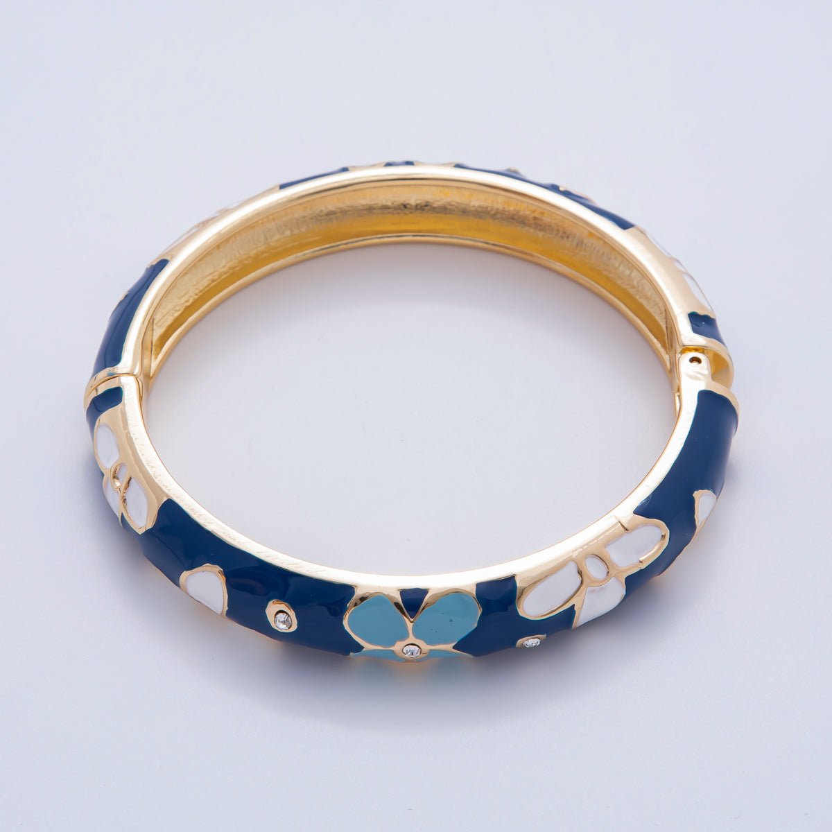 18K Gold Filled Summer Multicolor Enamel Flower Bangle Bracelet | WA-03371 ~ WA-03378