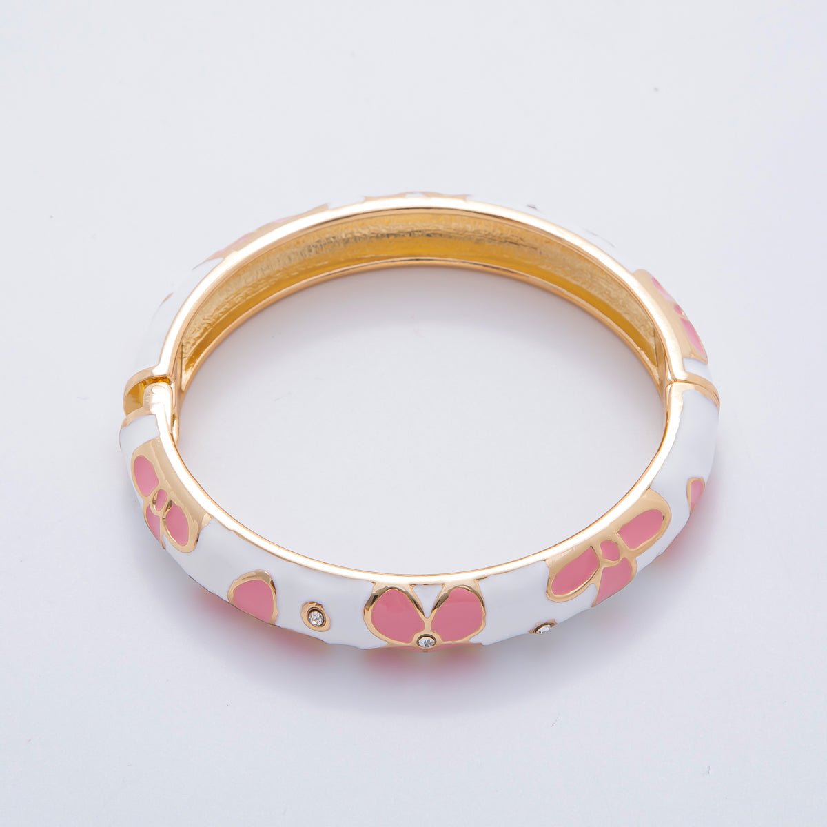 18K Gold Filled Summer Multicolor Enamel Flower Bangle Bracelet | WA-03371 ~ WA-03378