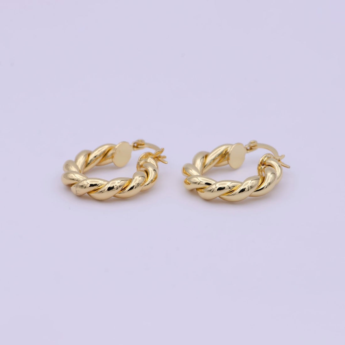 Bold Rope Design Gold hoop Twisted Earring 25mm Everyday Wear Jewelry T-260