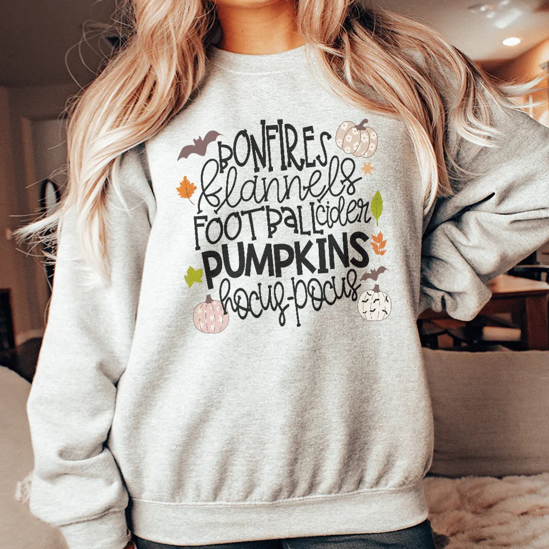 Bonfires Flannels Football Cider Pumpkins Hocus Pocus Sweatshirt