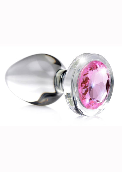 Booty Sparks Pink Gem Glass Medium Anal Plug For Pleasure