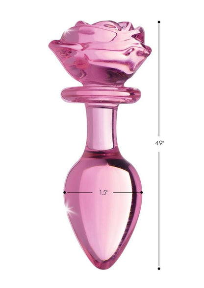 Booty Sparks Pink Rose Large Glass Anal Plug