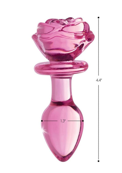 Booty Sparks Pink Rose Large Glass Anal Plug
