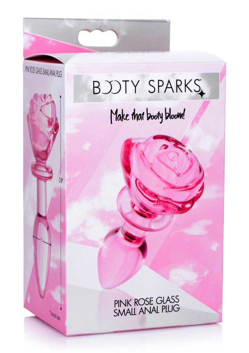 Booty Sparks Pink Rose Large Glass Anal Plug