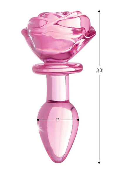 Booty Sparks Pink Rose Large Glass Anal Plug