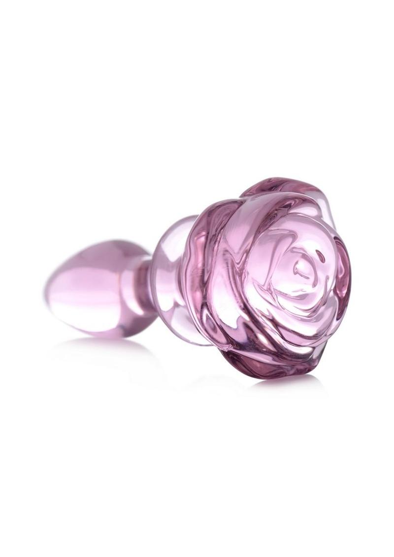 Booty Sparks Pink Rose Large Glass Anal Plug