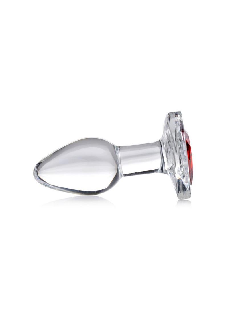 Booty Sparks Red Heart Gem Glass Anal Plug