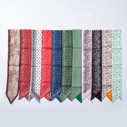 Brown Leaf, Red, Blue 73mm Soft Faux Silk Bandana Scarf Necklace | WA-1758