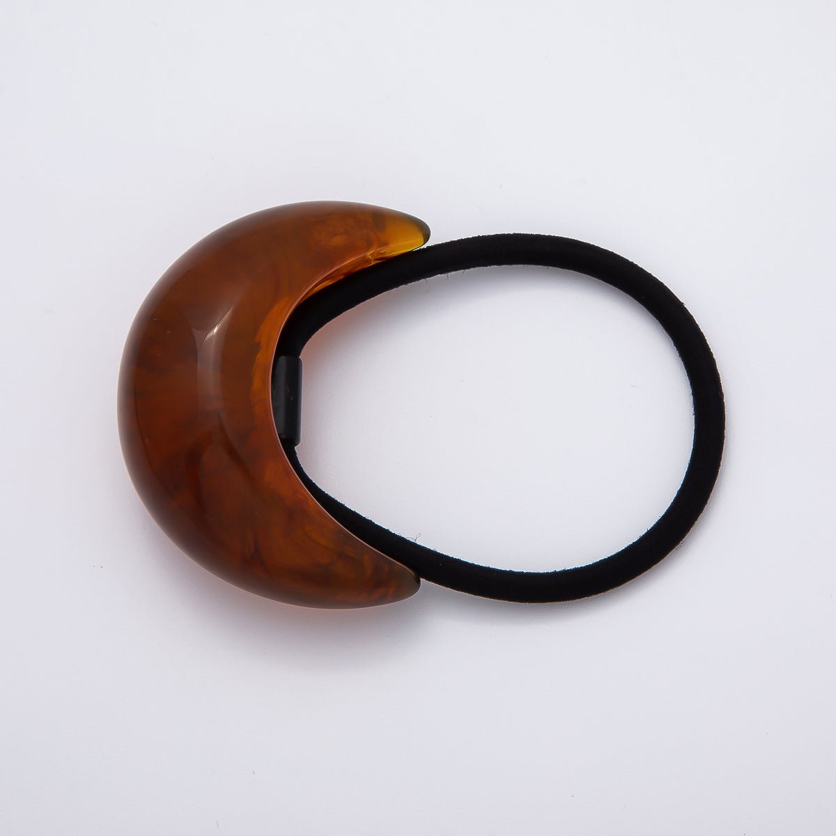Brown Tortoise Shell Dome Cuff Resin Cotton Elastic Hair Tie Scrunchies Band Accessories | BH-00120