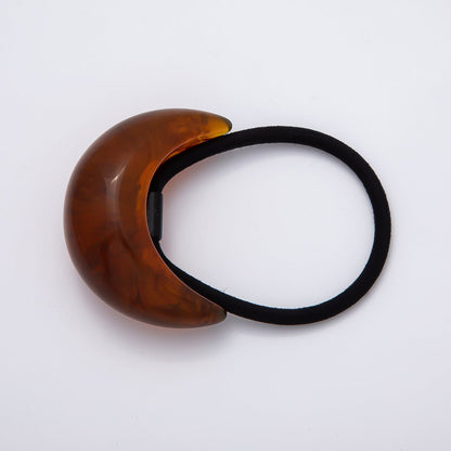 Brown Tortoise Shell Dome Cuff Resin Cotton Elastic Hair Tie Scrunchies Band Accessories | BH-00120