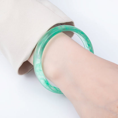 Brown, White, Red, Cream, Blue, Pink, Green, Teal Marble Thin Acrylic Resin Bangle Bracelet | WA-04423 ~ WA-04430