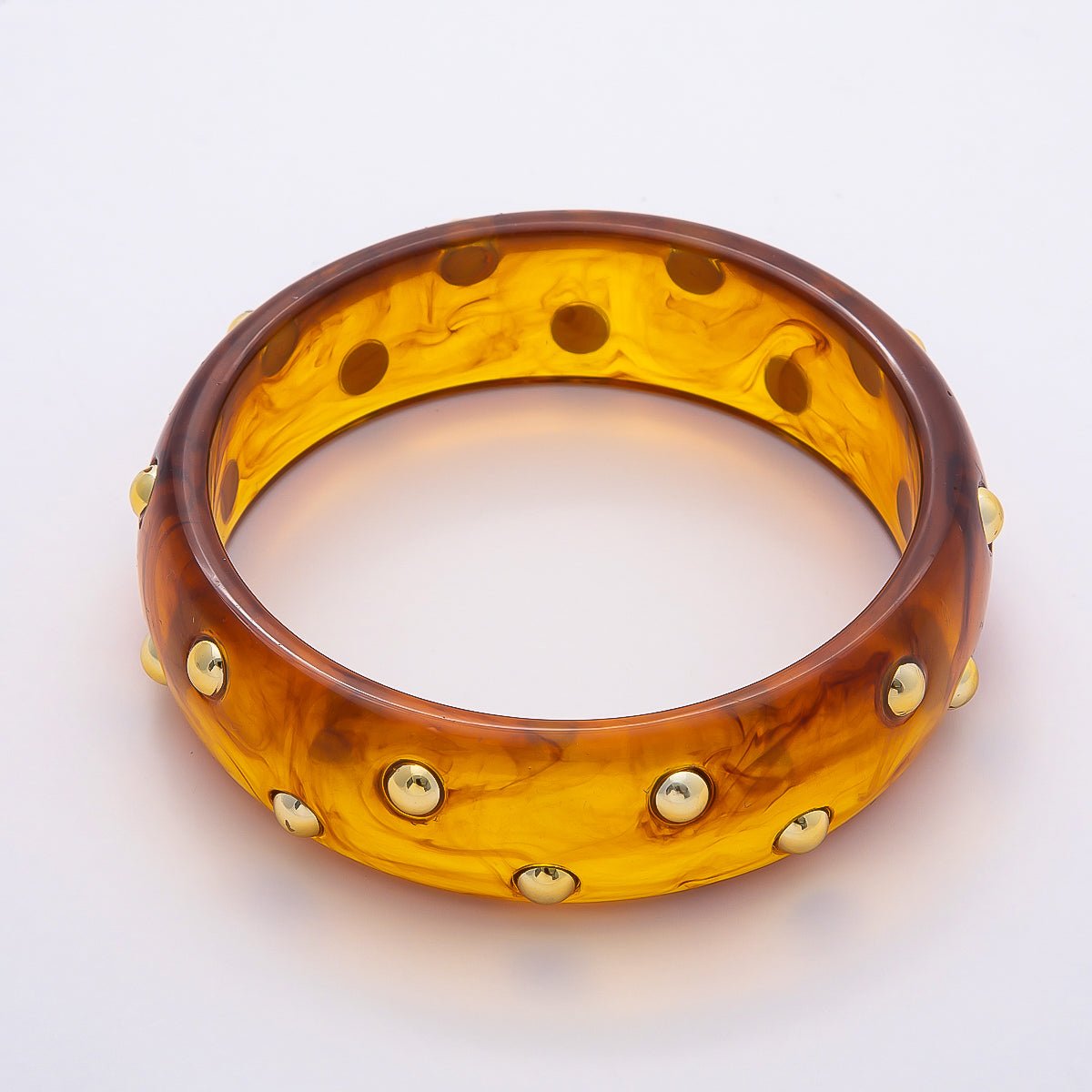 Brown, White, Red, Orange, Blue, Pink, Green, Teal Round Dotted Wide Acrylic Resin Bangle Bracelet | WA-04431 ~ WA-04438