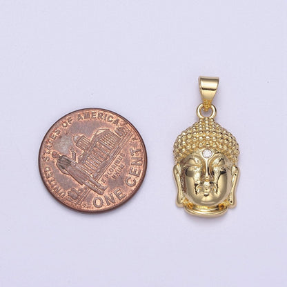 Buddha Head Gold Pendant Necklace Charm H-129