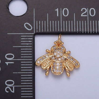 Bumble Bee Gold Micro Paved Cubic Zirconia Insect Charm For Jewelry Making | X-238