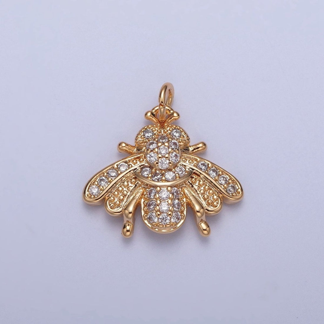 Bumble Bee Gold Micro Paved Cubic Zirconia Insect Charm For Jewelry Making | X-238