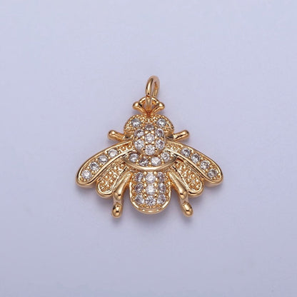 Bumble Bee Gold Micro Paved Cubic Zirconia Insect Charm For Jewelry Making | X-238