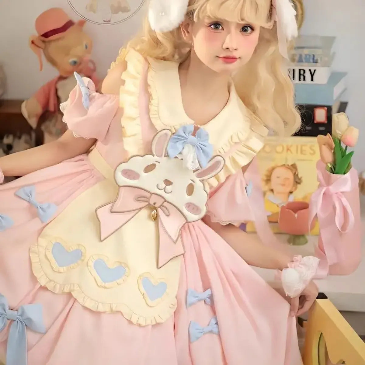 Pastel Lolita Bunny Bow Dress