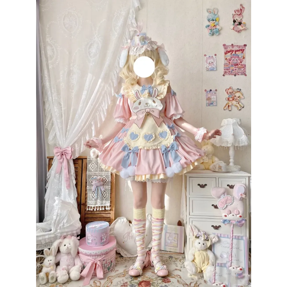 Pastel Lolita Bunny Bow Dress