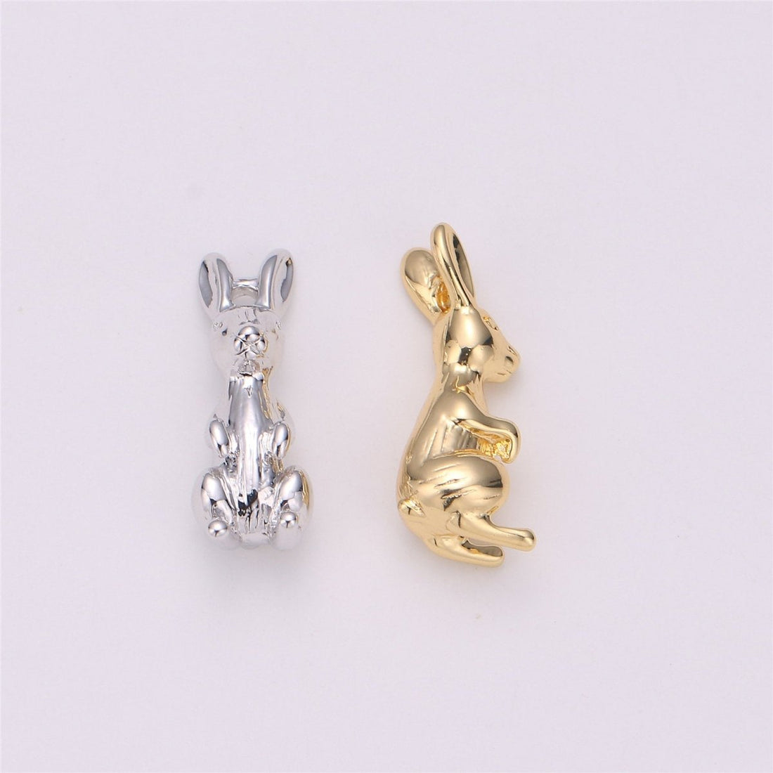 Bunny Charm, Rabbit Charm, Easter Charm, 3d Animal Charm, Animal Lover, Gold Filled Charm for Jewelry Making Supply C-526