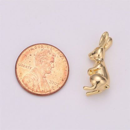 Bunny Charm, Rabbit Charm, Easter Charm, 3d Animal Charm, Animal Lover, Gold Filled Charm for Jewelry Making Supply C-526