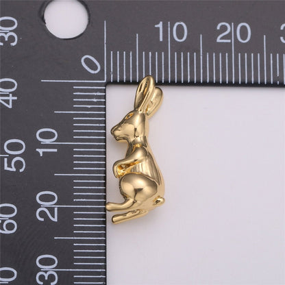 Bunny Charm, Rabbit Charm, Easter Charm, 3d Animal Charm, Animal Lover, Gold Filled Charm for Jewelry Making Supply C-526