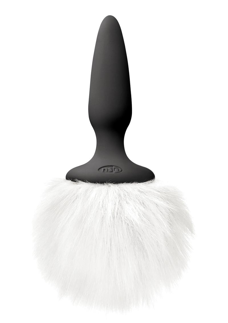 Bunny Tails Mini Silicone Butt Plug with White Fur Tail
