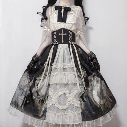 Vintage Butterfly Lace Dress Set