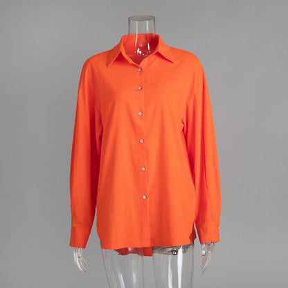 Casual Solid-color Minimalist Loose-fit Shirt