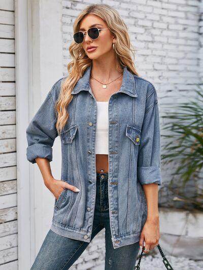 Button Up Long Sleeve Denim Jacket for Stylish Outfits