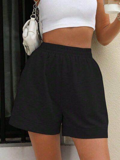Comfortable Elastic Waist Shorts with Pockets for Women