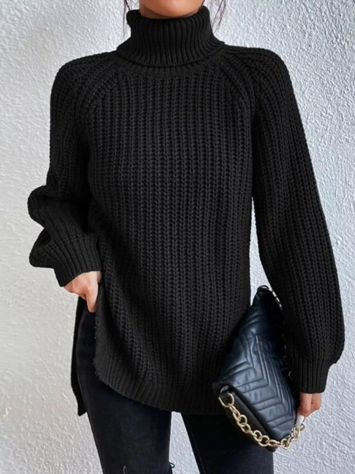 Full Size Turtleneck Long Sleeve Sweater Plus Size