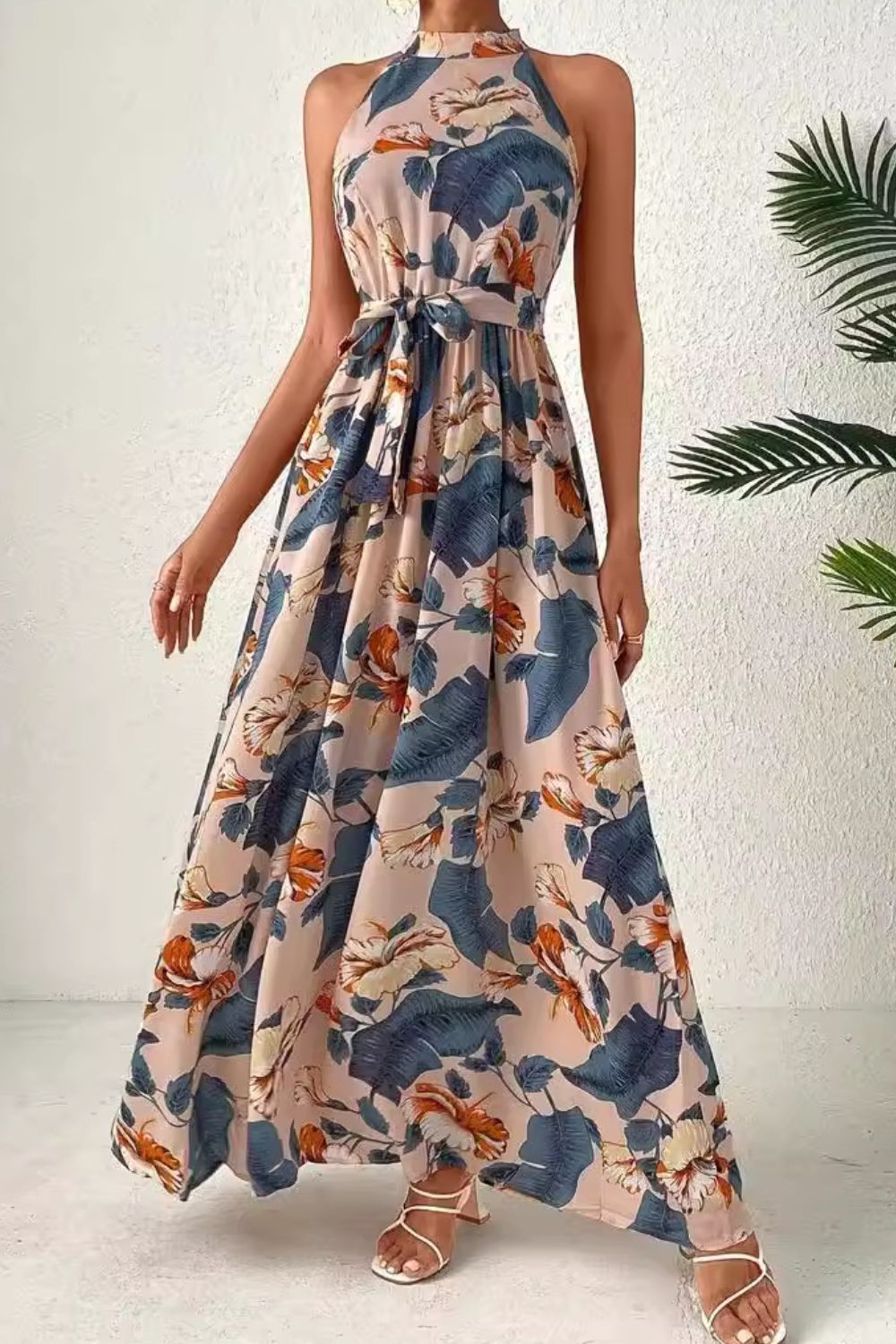 Elegant Floral Sleeveless Dress Lightweight &amp; Feminine Summer Essential Beautiful Print Dress