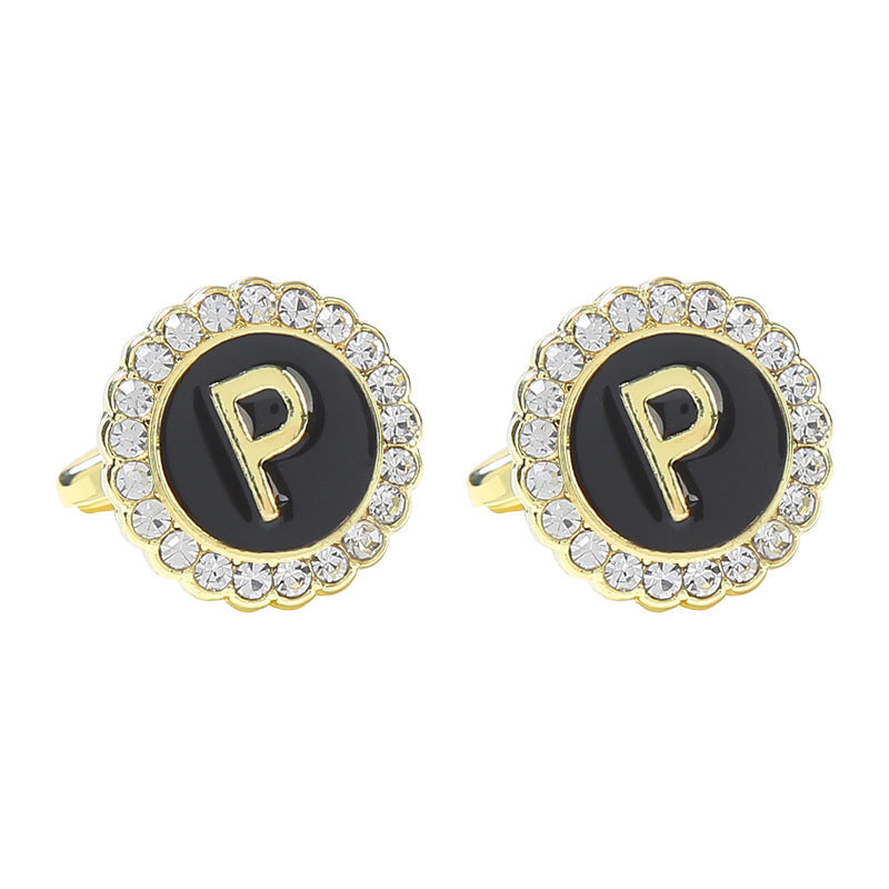 Round Diamond French Cufflinks Men&