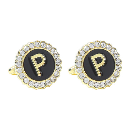 Round Diamond French Cufflinks Men&