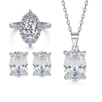 Oval Gem Pendant Necklace Women&