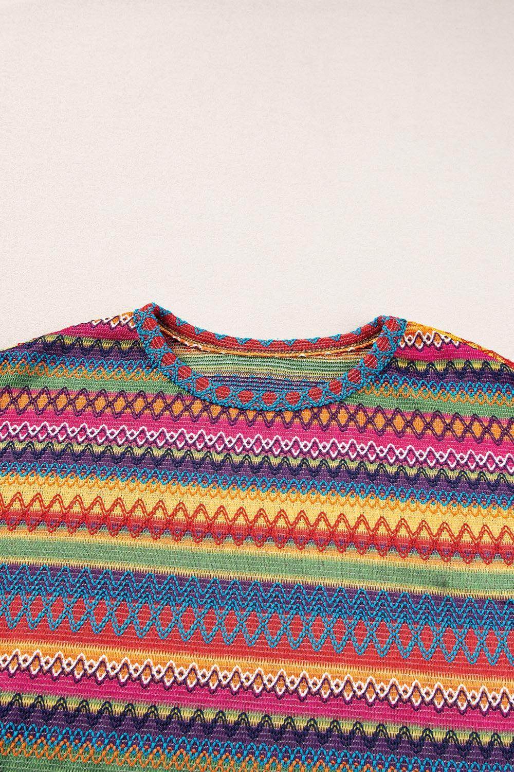 Contrast Round Neck Long Sleeve Top for Women Fashion