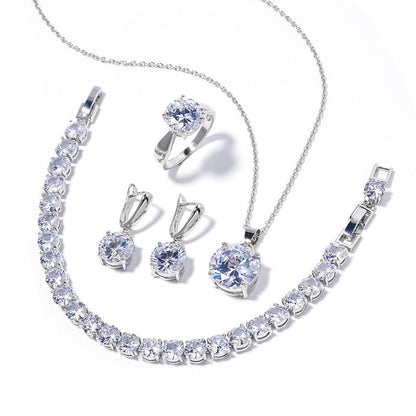 Geometric Round Earrings Ring Bracelet Necklace Ornament Suit