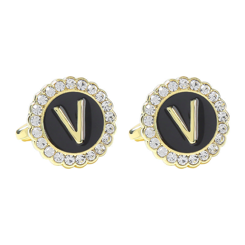 Round Diamond French Cufflinks Men&