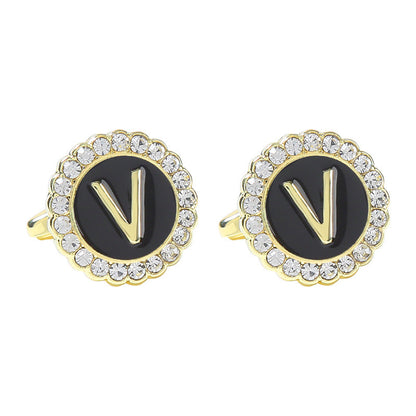 Round Diamond French Cufflinks Men&