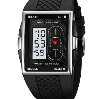 Simple Student Youth Fashion Trend Double Display Multi-functional Sports Waterproof Electronic Watch
