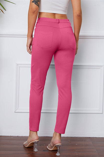 High Waist Stretchy Rayon Blend Pants