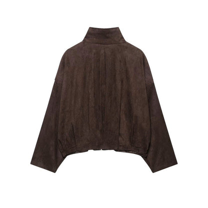 Womens Retro Suede Jacket Coat
