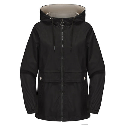 New Hooded Solid Color Trench Coat For Women